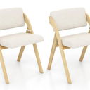 Giantex Folding Dining Chairs Set 2, Portable Kitchen Chairs with Padded & Seat Backrest