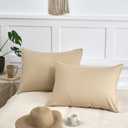 TSUTOMI Soft Waffle Weave Body Pillowcase 20" x 26", No Insert, Breathable & Skin-Friendly Body Pillow Sham, Decorative Waffle Weave Body Pillow Cover-Camel