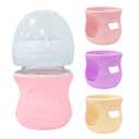 3 Pack Glass Baby Bottle Sleeve for Avent Glass Bottles 4 oz, Anti Breakage Bottle Holder for Baby for Avent Glass Bottles 4oz (3, Pink + Purple + Beige, 4 oz)