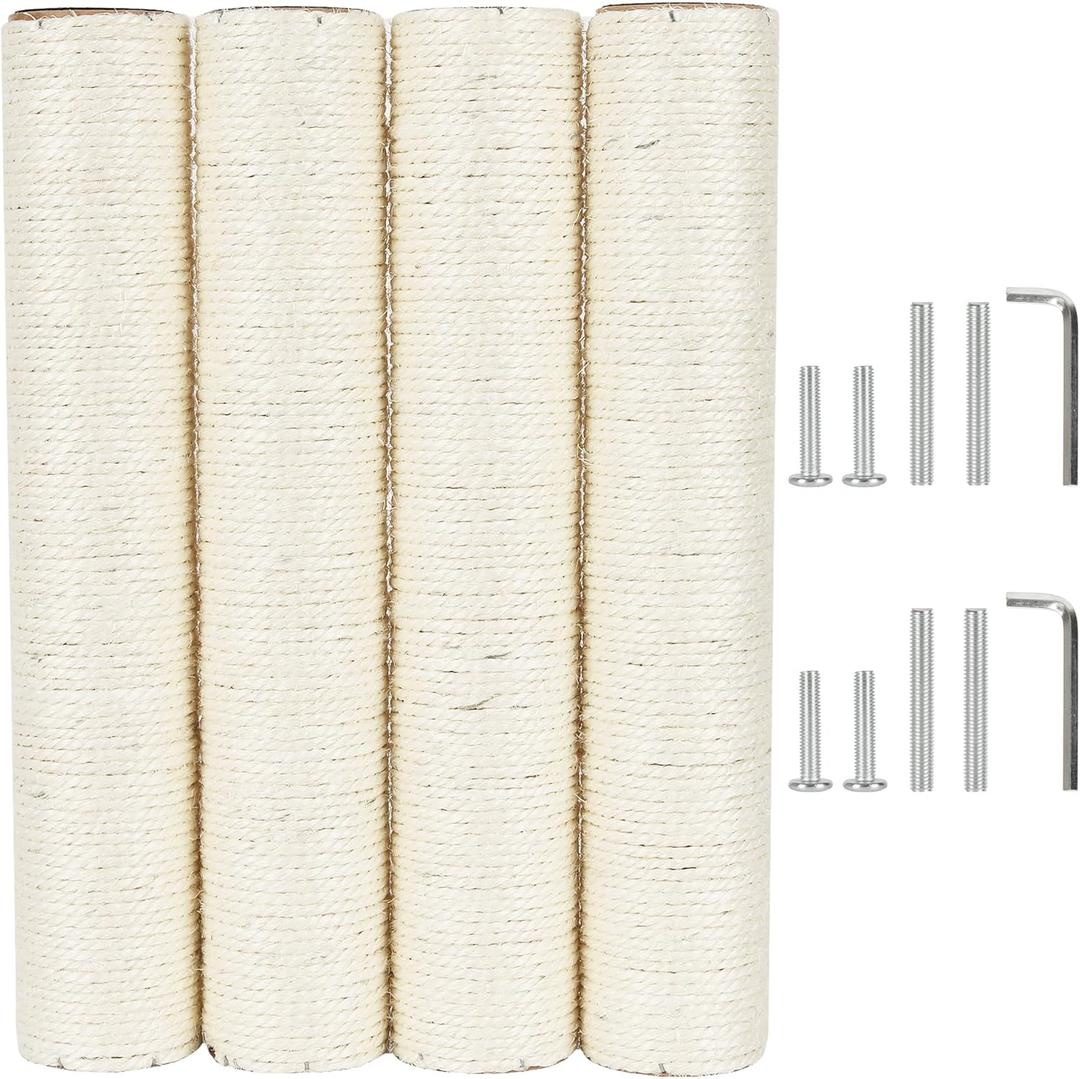 ECCIBOUN 4 PCS 7.4cm 2.91in Diameter Cat Scratching Post Replacement Sisal Pole (40cm/15.75in, M8)