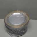 FOCUSLINE 100 Count 10 Inch Clear and Gold Plastic Plates, Disposable Heavy Duty Clear Plates with Gold Rim, Premium Hard Plastic Plate Fancy Disposable Dinner Plate for Wedding Parties