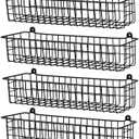 Spice Rack Organizer Wall Mount, 4 Pack Black Seasoning Rack Wire Storage Baskets for Wall or Cabinet Door in Kitchen and RV