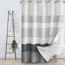 No Hook Shower Curtain and Liner Set,Dark Gray Boho Striped Shower Curtain for Bathroom Cotton 75" L x 60" W