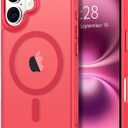 Hython Case for iPhone 16 Plus Case Magnetic Translucent Matte Phone Cases 6.7" [Compatible with MagSafe] Thin Slim Fit Shockproof Bumper Hard Protective Cover for Women Men Girls, Frosted Red