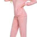 HOTOUCH Womens Casual Velour Tracksuit Set Full Zipper Hoodie Workout Pants Velvet Sweatsuit Jogging Suits XL (Pink)