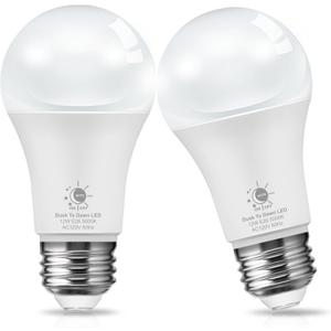 L LOHAS LED Dusk to Dawn Light Bulbs, E26 Bulb Automatic On/Off, Outdoor Light Bulbs, Daylight Lightbulbs, 12W A19 Led Bulbs, 5000K 1100LM 100W Equivalent Lightbulbs Porch Garage Garden Patio 2 Pack