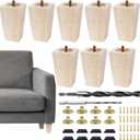 4inch Furniture feet Table Legs Couch Legs Unfinished Square Bed Feet 4 inch Wood Replacement Leg for Furniture Set of 8, Natural (8set, 4in), 4-inch height