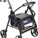 Drive Medical 795BK Duet Folding Transport Wheelchair and Rollator Walker, Black