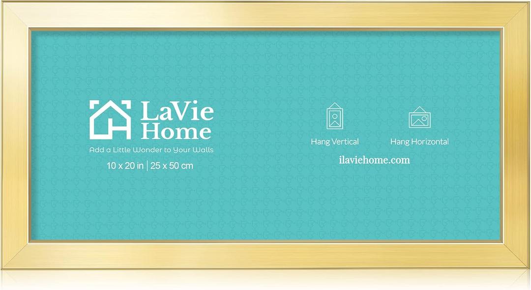 LaVie Home 10x20 Picture Frame Gold, Panoramic Picture Frame for Wall Decoration, Classic Gold Minimalist Style Suitable for Decorating Houses, Offices, Hotels（1 Pack）