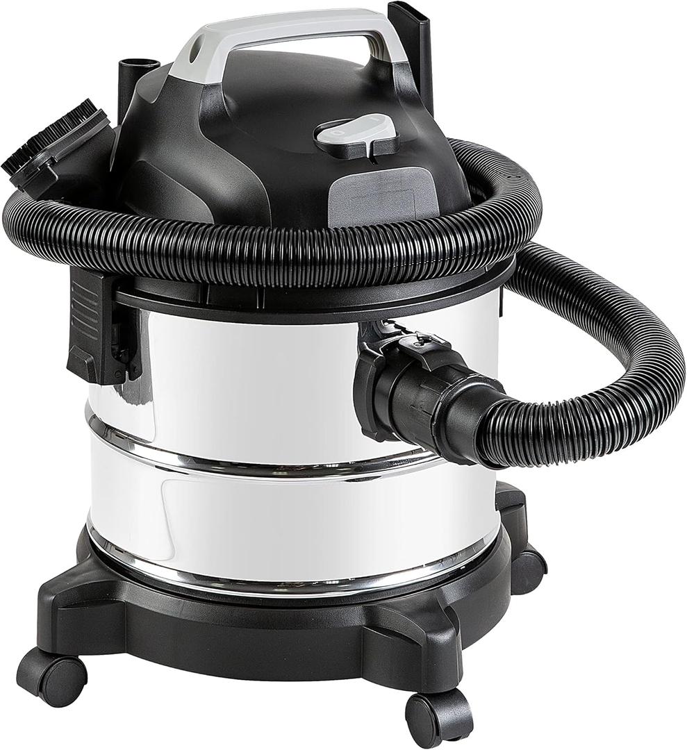 Amazon Basics Wet Dry Shop Vacuum Cleaner, 4 Gallon, 3 HP Stainless Steel, Grey/Black