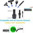 Universal 1.25 Inch Vacuum Brush Attachment Kit Compatible with All Vacuums Using 1-1/4'' Accessories - 1.25 Inch Shop Vac Accessories: Horse Hair Dust Brush, Vacuum Extension Wand and More (7 Pack)