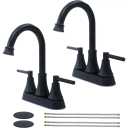 Bathroom Faucets for Sink 3 Hole, 4 inch Matte Black