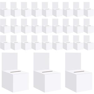 30 Pack Raffle Boxes Ballot Box Suggestion Box with Slot, 6 x 6 x 6 Inch Cardboard Raffle Boxes with Slot for Ticket and Removable Header for Collecting Business Card Voting Contest