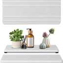 2PCS Water Absorbing Stone Tray,Quick Drying Stone Sink Tray,Water Absorbent Diatomite Coasters for Bathroom Counter and Kitchen Sink, Used for Hand Soap Dish Cosmetic Bottles Toothbrush Holders (2pcs 2110cm White Stripe)