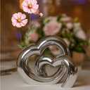 Christmas Decorations Vase, Flower Vase, Silver Vases for centerpieces, Aluminum Metal Vases, Modern Minimalist Indoor Dcor Luna Love Design Set of 2-2025 Thanksgiving, Home : 8.65"x 3.75"x 5"H