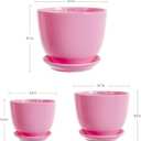 Pink Ceramic Flower Pots,Indoor Decorative Plant Pots Set of 3-4"+5"+6" Inch Small Glazed Succulent Planters with Drainage Hole,Modern Garden Pots with Saucer