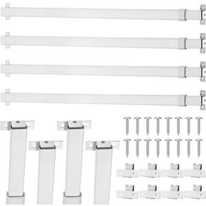 DoubleFill 4PCS sidelight curtain rods 18" - 28" flat curtain rod Sash Curtain Rods for Window Cupboard Closet