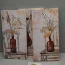 iHAPPYWALL Rustic Farmhouse Wall Art Vintage Brown Vase Floral Botanical on Chair Still Life Picture Artwork for Kitchen Bedroom Home Decor Ready to Hang 12x24inchx3pcs