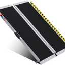 Portable Wheelchair Ramp 4FT, Anti-Slip Aluminum Folding Portable Ramp, Wheelchair Ramps for Home, Weight Capacity Up to 600 LBS, with Transition Plates Above and Below (4FT Using height 4-12")