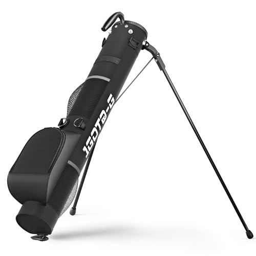 1GoTo-G Golf Lightweight Stand Bag - Par 3 Sunday Small Golf Bag with 2 Way Dividers Rain Hood Shoulder Strap and Multiple Storage Pockets for Men and Women