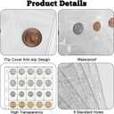 600 Pockets Coin Sleeves 20 Sheets Coin Holders for Collectors Plastic Coin Protectors Pages Collection Supplies for Binder with Standard 9 Holes (30 Pocket)