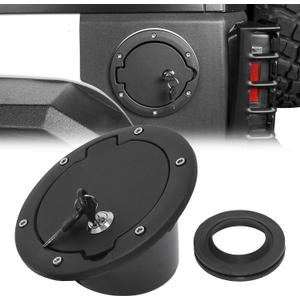 Fuel Filler Door Cover, Gas Fuel Tank Cap Cover Black Fit for 2007 2008 2009 2010 2011 2012 2013 2014 2015 2016 2017 2018 Jeep Wrangler JK & Unlimited Sport Rubicon Sahara (Locking)