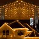 Brizled Icicle Lights Warm White, 29ft 360 LED Christmas Icicle Lights, 8 Modes Christmas Light with 60 Drops, Connectable Xmas Drop Lighting with Remote for Indoor Outdoor Christmas Wedding Holiday
