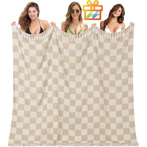 Antfuny Giant Beach Towel Blanket Autumn Outing Stuff for Women & Men Road Trip Camping Gear Ship Cruise Gear Must Haves Extra Large XXL Beige Plain PatternAirplane Accessories Travel Gadgets