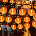 2-Pack 100 LED Orange Solar String Lights Outdoor - 64FT Waterproof Solar Globe String Lights for Outside with 8 Lighting Modes, Solar Outdoor Halloween Decorations for Tree Garden Patio Yard Party