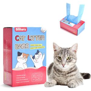 Cat Litter Bags, 120 Count, Ultra Thick, Scented, Leak-Proof, Disposable, 15 Liters Capacity (Opaque light blue)