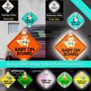 Luminous Baby On Board Sticker for Cars, Reflective Cute Monkey Baby in Car Decals with Suction Cups,Double-Side Printing PVC Car Sign Stickers for Car, Trucks, SUV (Double-Side Monkey)