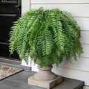 Artificial Plants Outdoor, UV Resistant Fake Fern Faux Plant Greenery for Outside Planter Patio Home Garden Decor 5 Branches (Basket Excluded)