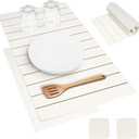 YQL Extra Large Stone Dish Quick Drying Mat Set for Kitchen Counter, 27.7"x15.4" Foldable Diatomaceous Absorbent Earth Mat for Bottles and Cups with 2-Pack Stone Coasters, Quick-Dry Dish Drying Pan