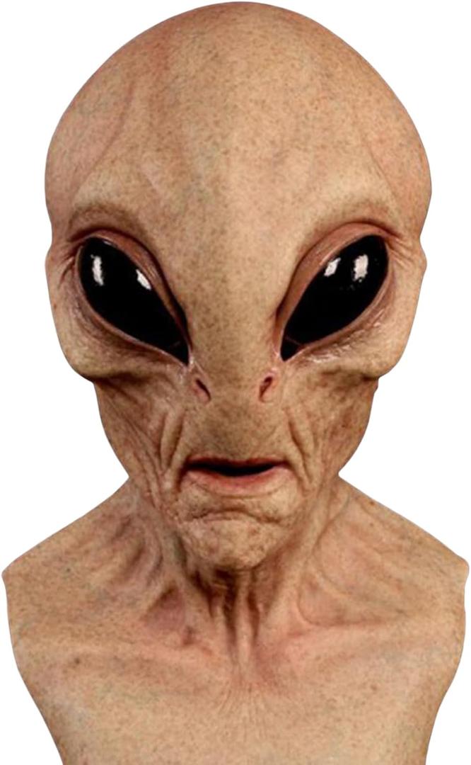 GTETKDE Creepy Alien Mask Realistic Alien Full Head Mask Latex Mask for Halloween Cosplay Costume Party 2025 (One Size, B-nude)
