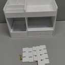 Bamboo Makeup Organizer with Drawers, Cosmetic Storage for Lipstick Organizer Beauty Holder Skincare Organizer for Dresser Vanity Bathroom Countertop, No Assembly Required (White)