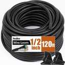 120 FT Wire Loom 1/2 Inch, Split Wire Loom Tubing Wire Conduit, Wire Protector Tubing Black