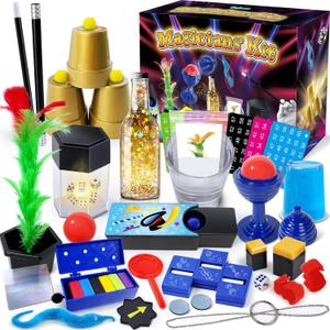 PATIFEED Magic Kit, 50+ Magic Tricks for Kids with Instructions for Each Trick to Perform, Christmas Halloween Magic Set for Girls Boys Beginners