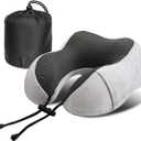 2 x Glowki Travel Neck Pillow 100% Pure Memory Foam, 2025 New Neck Pillows for Sleeping, Neck Pillow for Travel Comfortable U Shape, Portable Ergonomic Design for TravelingCarWashable Cover(Grey)
