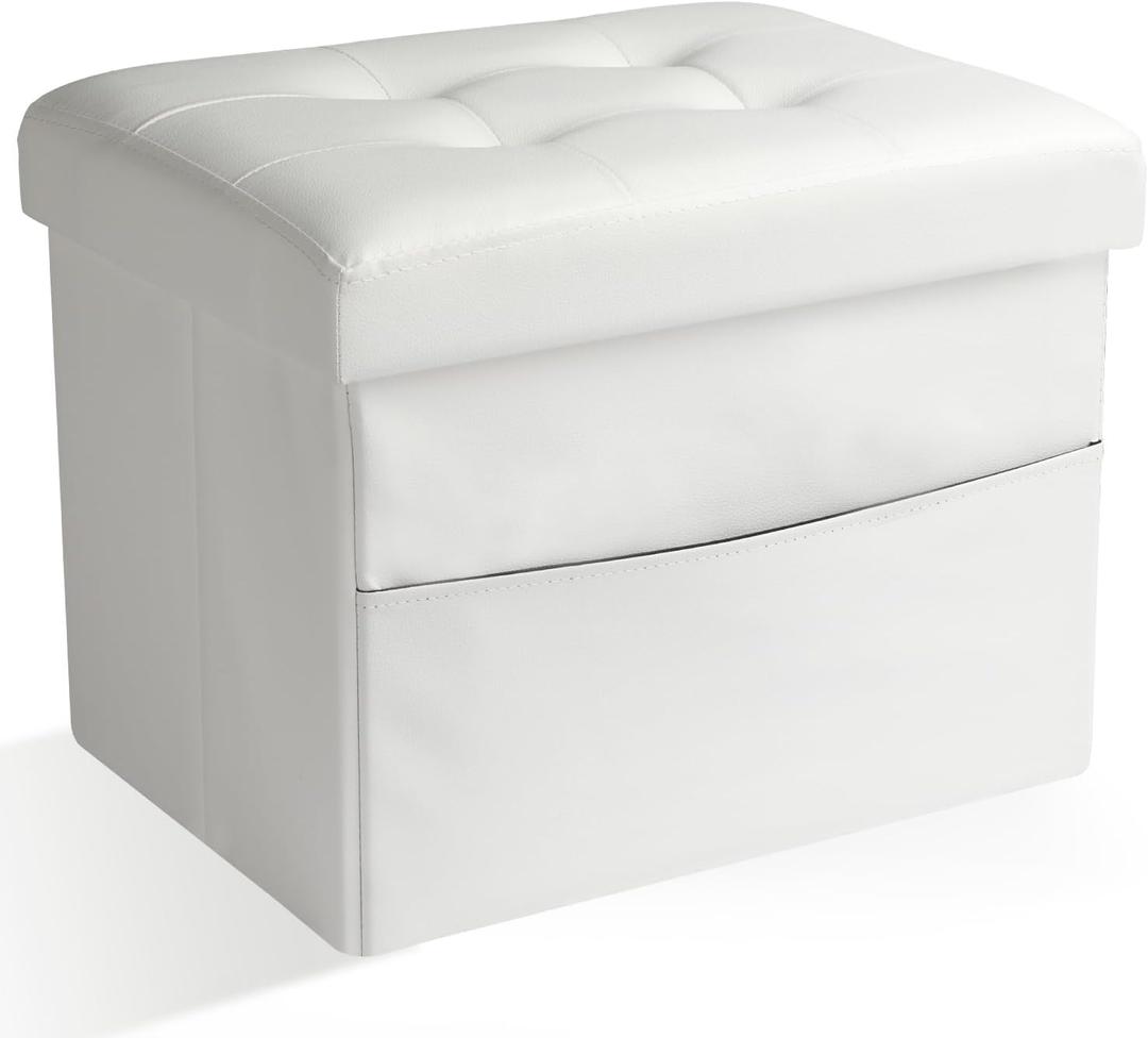 Ottoman Storage Ottoman Foot Rest Stool Foldable Bench with Storage Student Dormitory Bedroom and Entryway 17 X 13 X 13 (Baise)