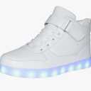 JEVRITE Unisex LED Light Up High Top Sneakers - USB Charging for Women & Men - Couples Shoes. size 46