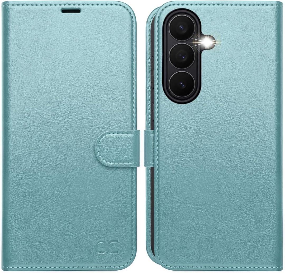 OCASE Compatible with Samsung Galaxy S26 Plus Wallet Case, PU Leather Flip Folio Case with Card Holders RFID Blocking Kickstand [Shockproof TPU Inner Shell] Protective Phone Cover 2026, Ice Blue