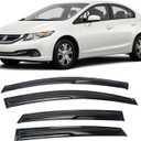 Tape-On Window Visors Deflectors Rain Guards 4 Piece Set Compatible with 2012-2015 Honda Civic Sedan 94462