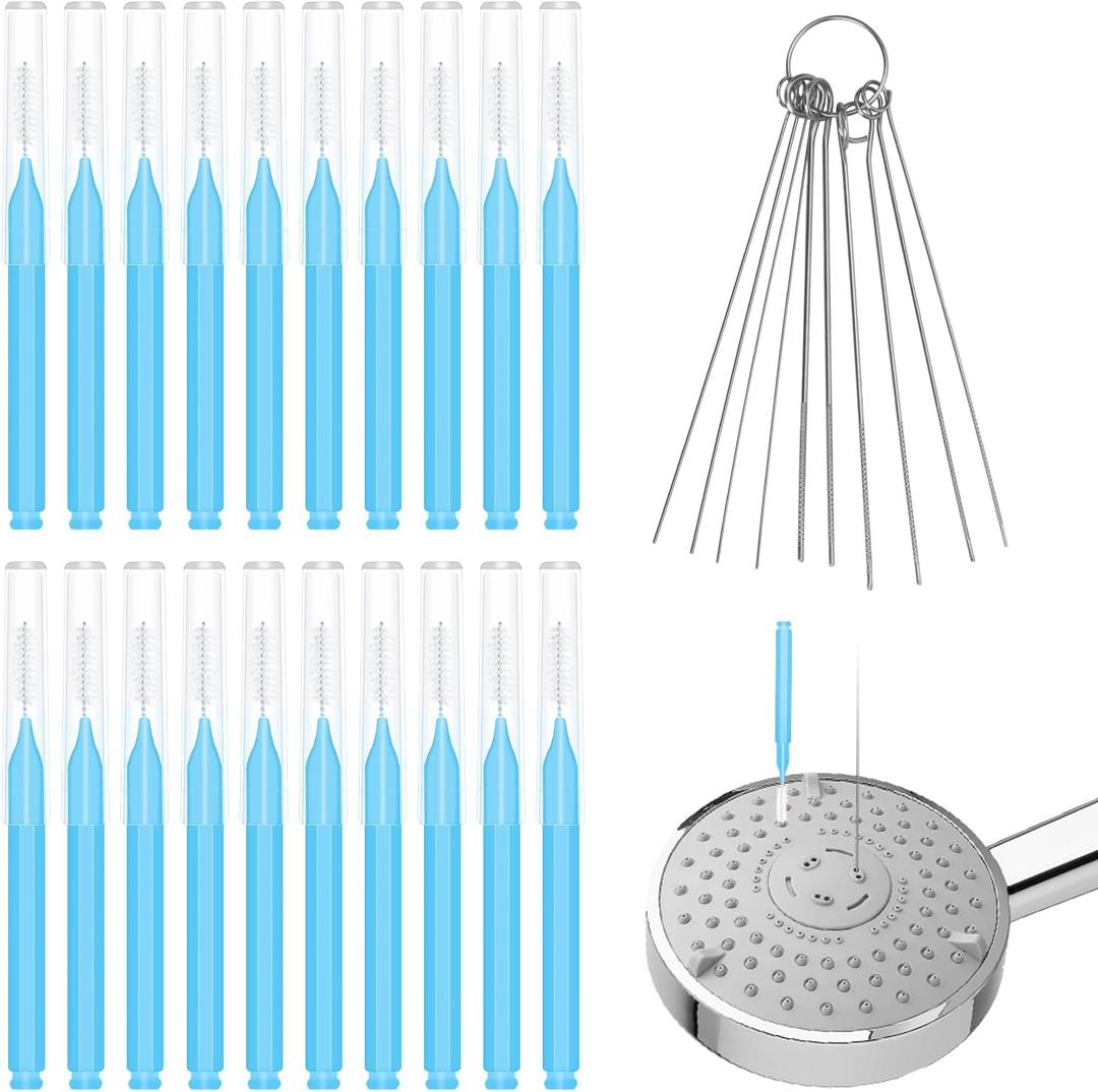 30pcs Shower Head Cleaner Tools, Shower Head Cleaning Brushes Multi-Sized Tiny Showerhead Cleaner Picks for Small Hole Anti-Clogging Cleaning Brush for Gap Nozzle Slot (Blue)