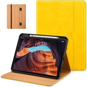 DTTO for iPad (A16) 11th Generation Case 11 Inch 2025, iPad 10th Generation Case 10.9 Inch 2022, Premium Leather Business Folio Stand Cover with Pencil Holder - Auto Wake/Sleep, Yellow