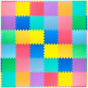 ProSource Foam Puzzle Floor Play Mat for Kids and Babies with Solid Colors, 36 or 16 Interlocking Tiles with Borders, Assorted