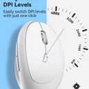 TECKNET Wireless Mouse, 5 Adjustable DPI Levels, 6 Buttons, 4800 DPI Wireless Vertical Mouse, 2.4G Silent Wireless Mouse for Laptop, PC, Chromebook, Mac - Light White