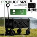 Foldable Wagon, Collapsible Wagon with Wheels, Wagons Cart with Flexible Handle, Portable Grocery Utility Wagons for Camping, Garden, Sports, Black