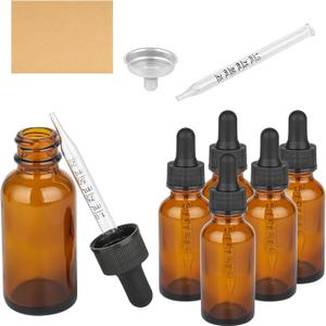 5pcs Dropper Bottles,1 oz Leak-Proof Glass Dropper Bottles for Traveling and Storing Essential Oils, Beard Oils, Watercolor, and DIY Projects