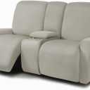 ULTICOR Reclining Love Seat with Middle Console Slipcover, 8-Piece Yarn Dyed Loveseat Reclining Sofa Covers, 2 seat Loveseat Recliner Cover, Thick, Soft, Washable