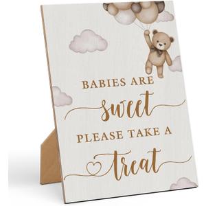 Babies are Sweet Take a Treat Sign Baby Shower Sign-811 Inches, Wildflower Wooden Sign, Gender Neutral Tabletop Decor for Gender Reveal Party, Baby Shower Party Favors Supplies Decoration-LA90 (multicoloured86)